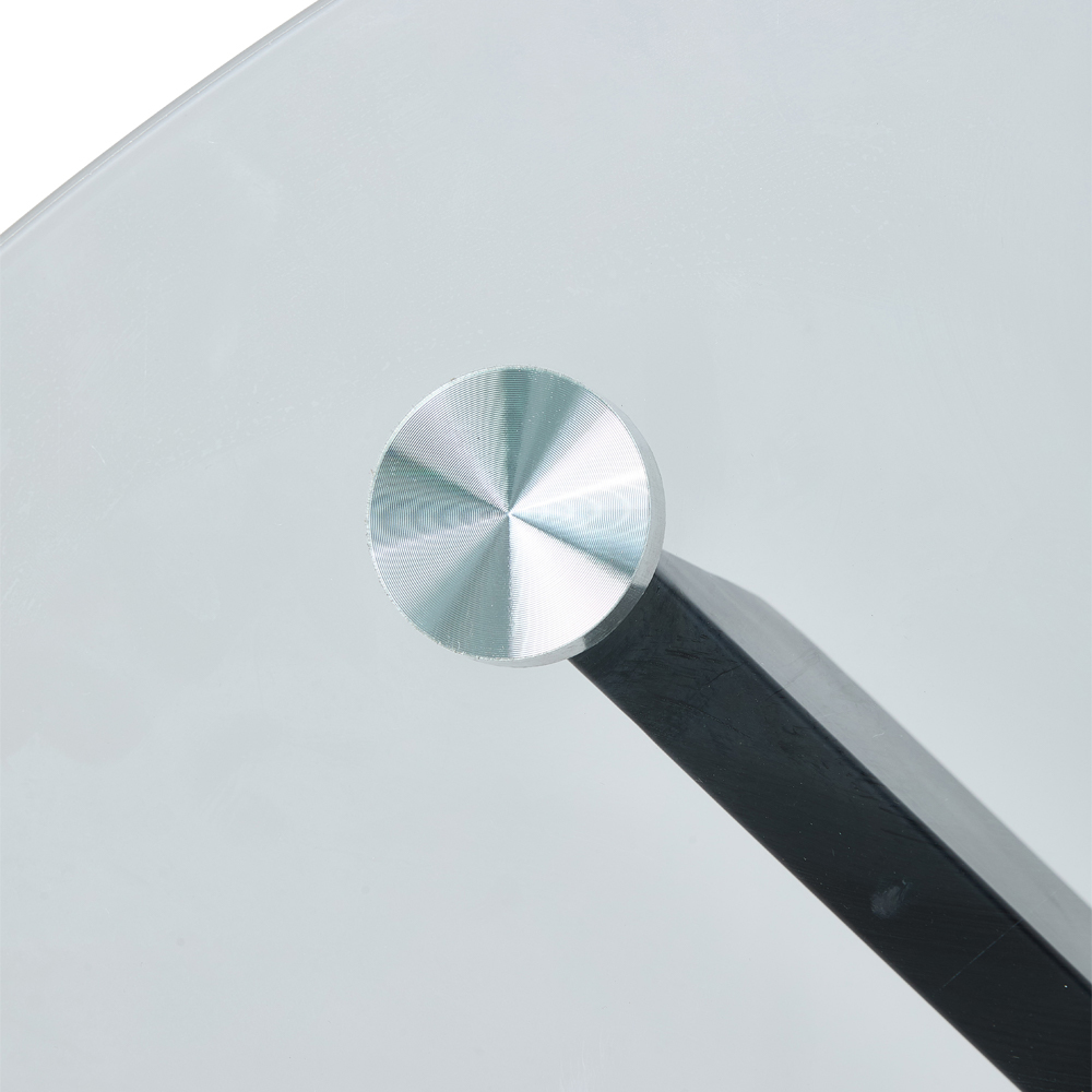 Living and Home 2 Seater 80cm Round Tempered Glass Dining Table Black Image 5