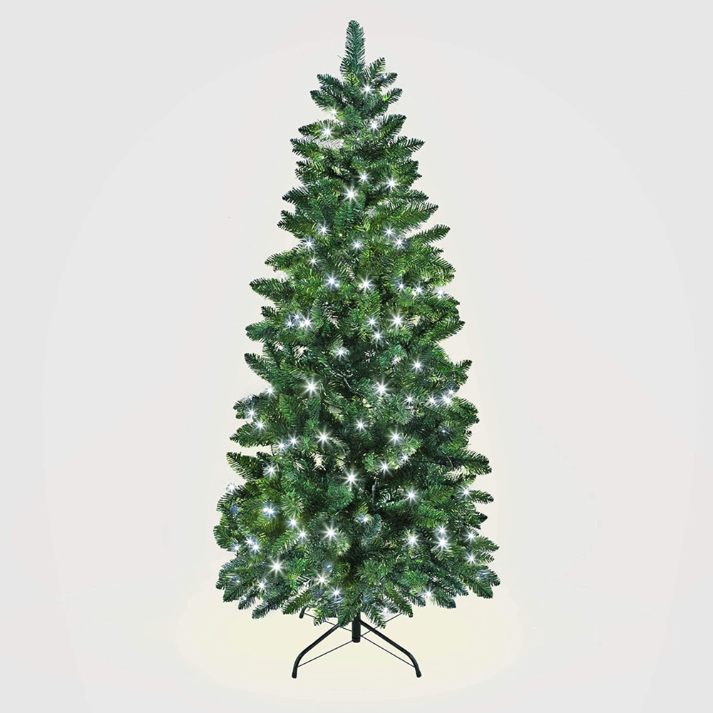 Shatchi Cool White LED Pre-Lit Slim Artificial Christmas Tree 6ft Image 2