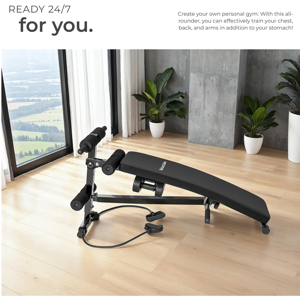 tectake 6 Positions Foldable Sit Up Bench Cuttler with 2 Dumbbells and Elastic Bands Image 5