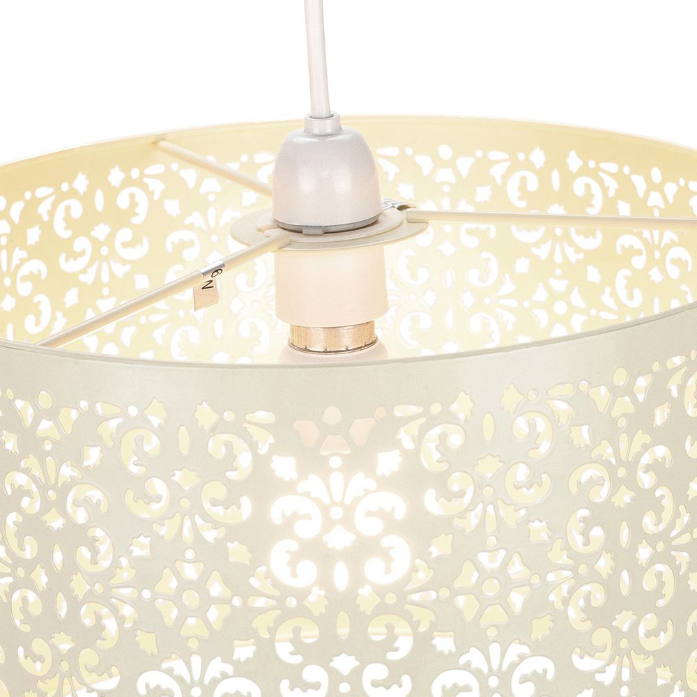 Happy Homewares Marrakech Designed Cream Metal Floral Decoration Pendant Shade Image 3
