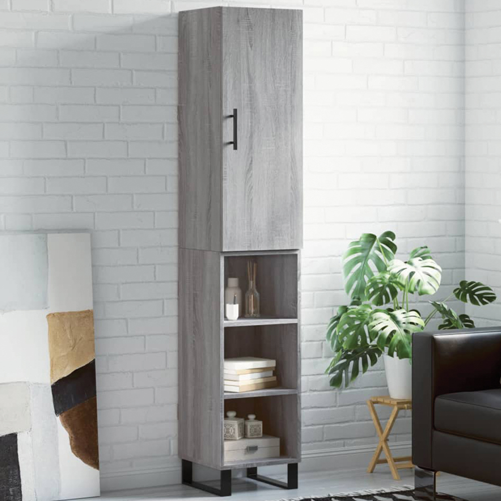 vidaXL Single Door 3 Shelf Grey Sonoma Highboard Image 1