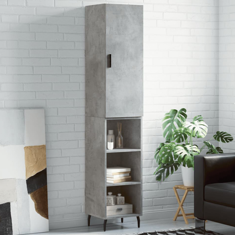 vidaXL Single Door 3 Shelf Concrete Grey Highboard Image 1