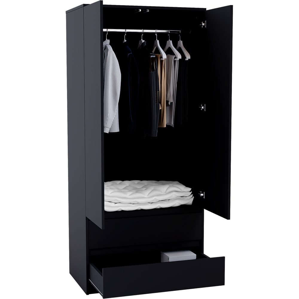 Vida Designs Denver 2 Door 2 Drawer Black Wardrobe Image 5