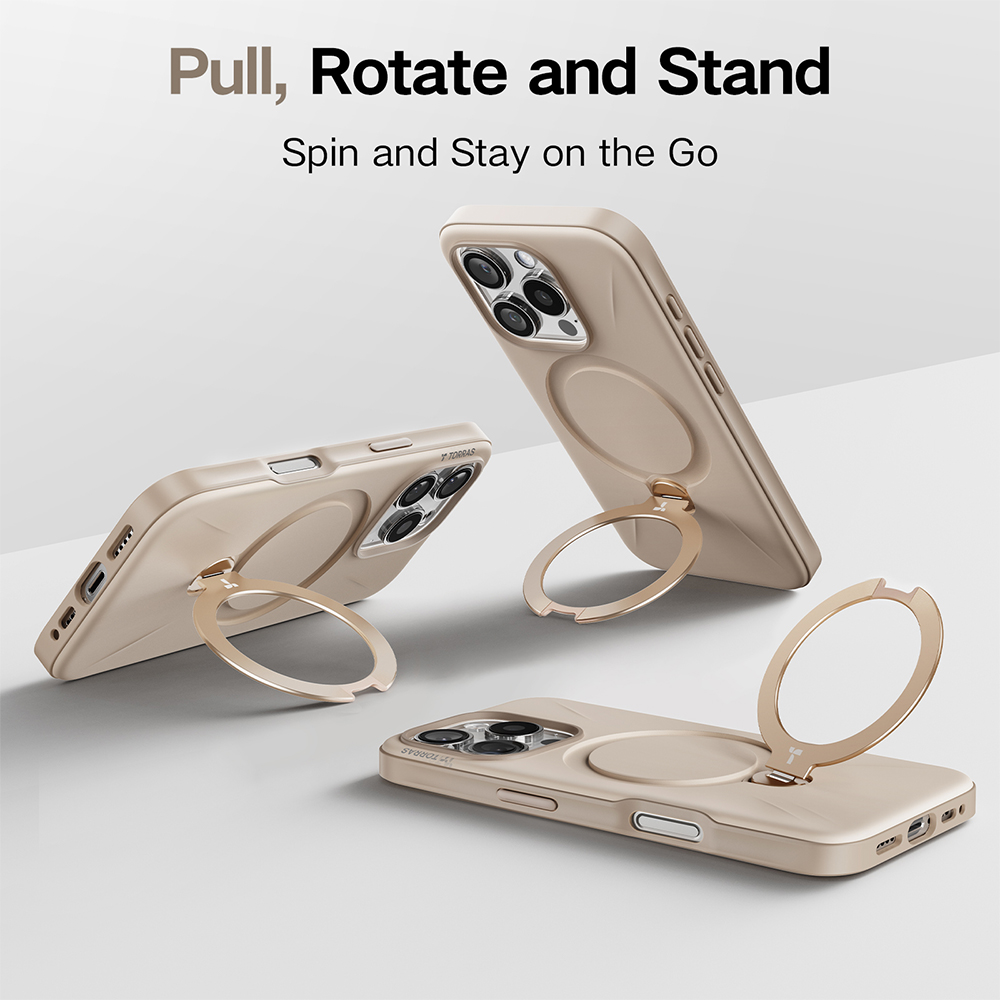 Torras Ostand Spin Desert Gold iPhone 16 Pro Max Fusion Phone Case Image 5