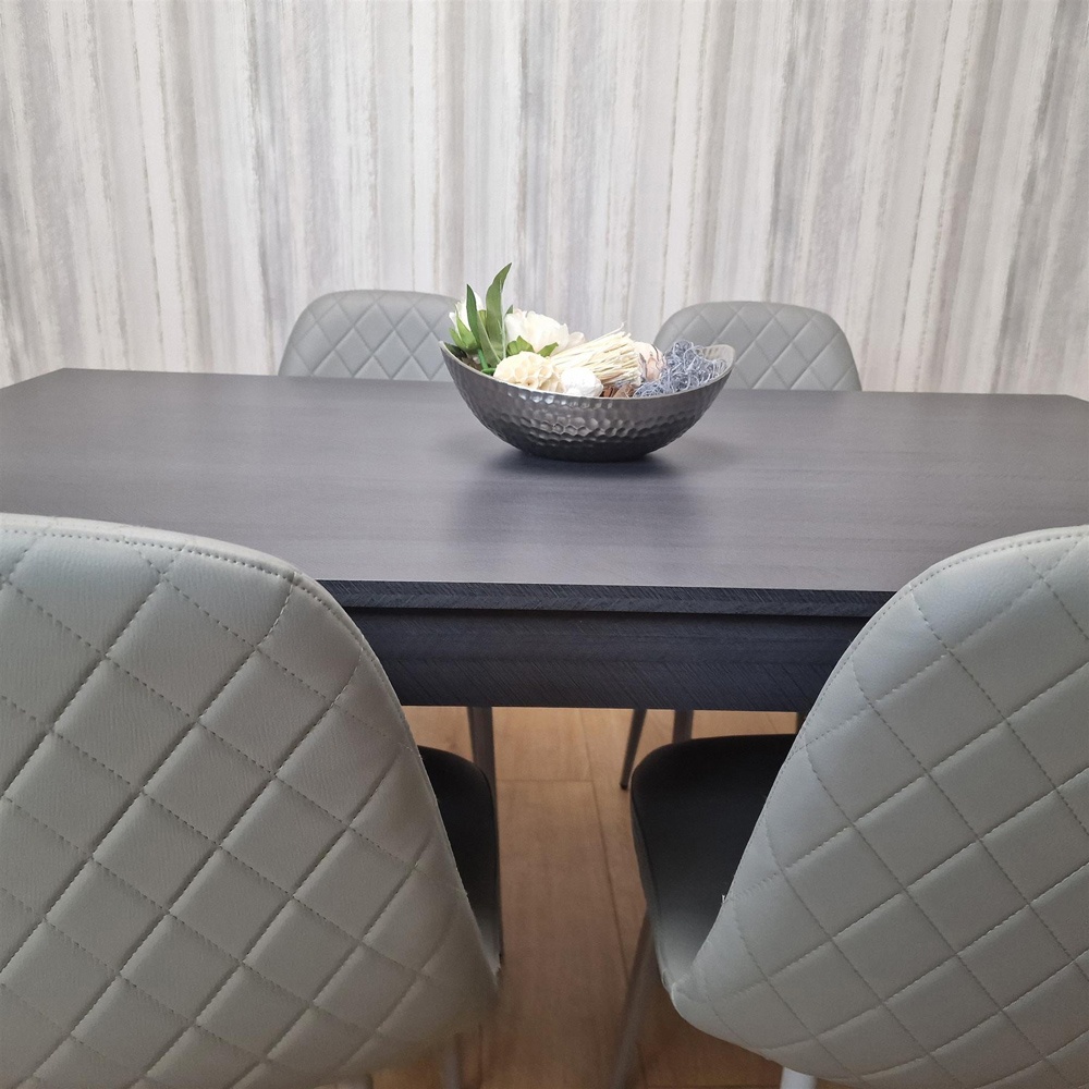 Kosy Koala 4 Seater Faux Leather Gem Pattern Dining Set Charcoal and Grey Image 6