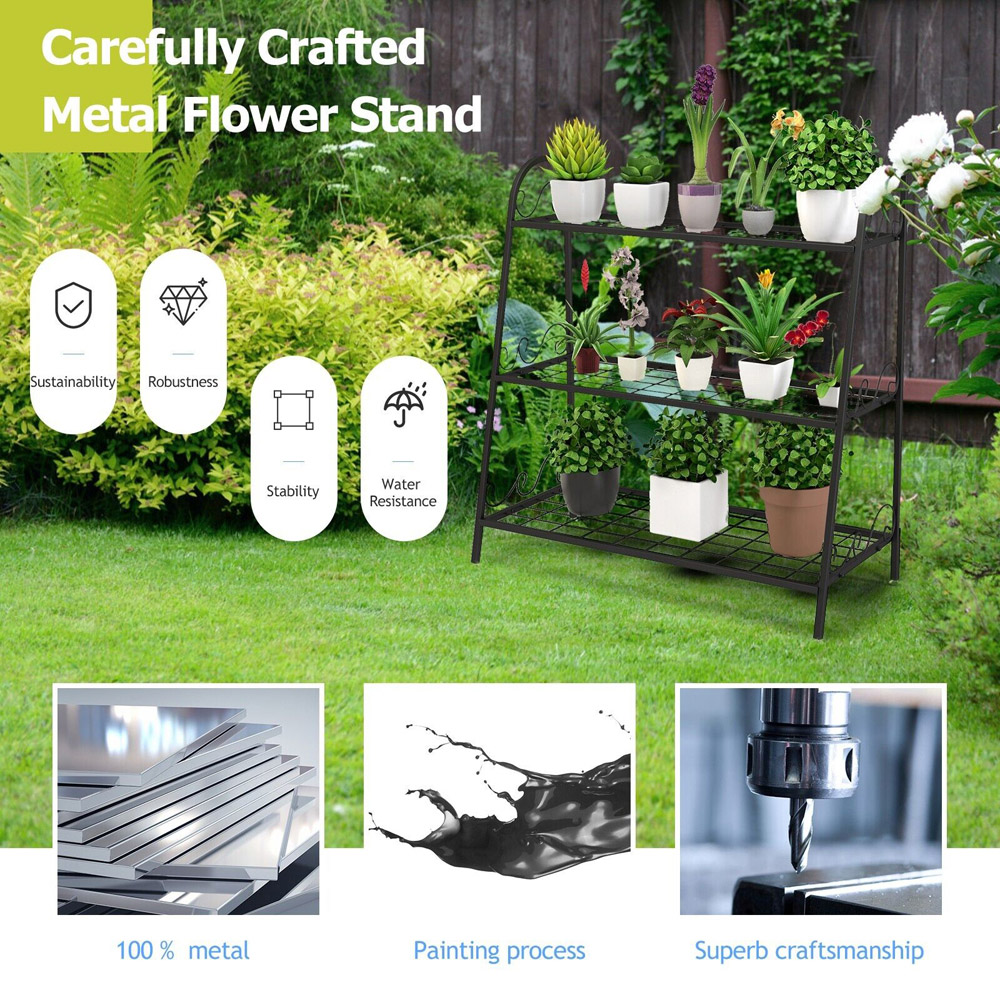 Costway 3 Shelf Metal Plant Stand Image 8