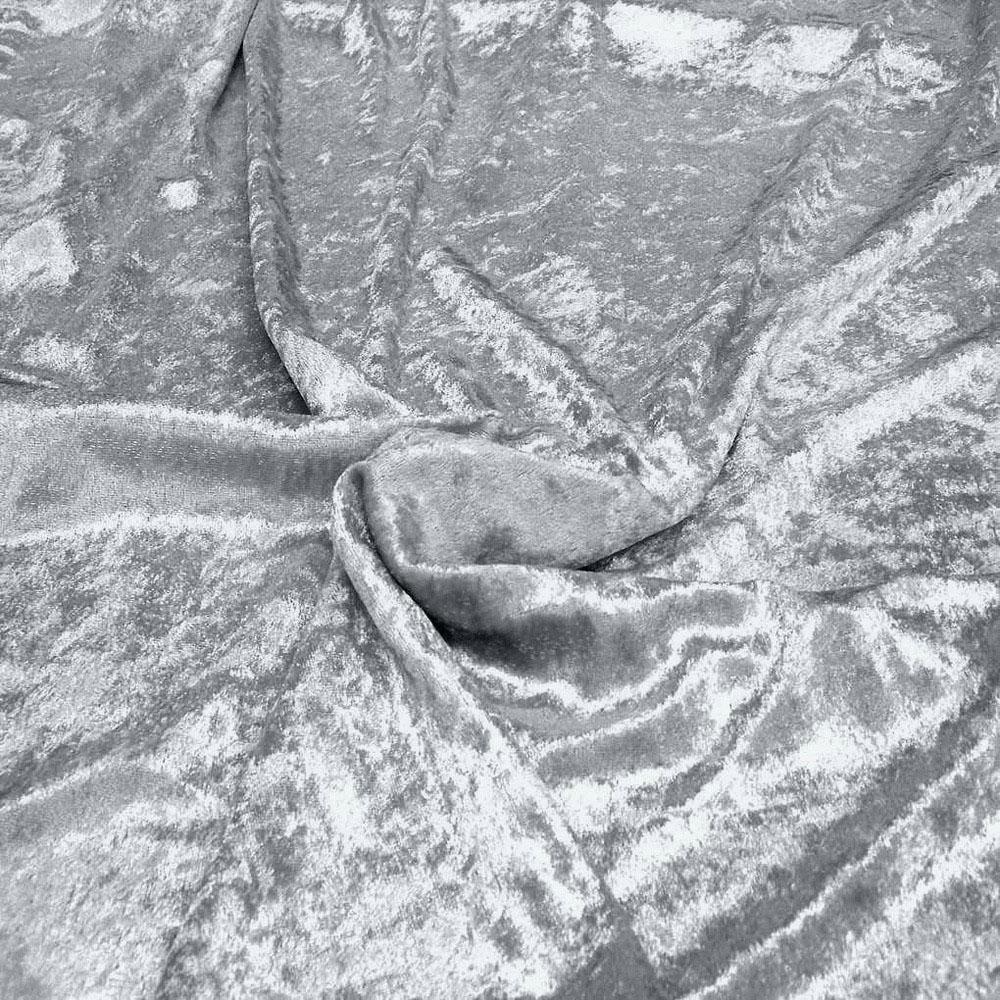 Alan Symonds Silver Crushed Velvet Ring Top Eyelet Curtains 168 x 183cm Image 4