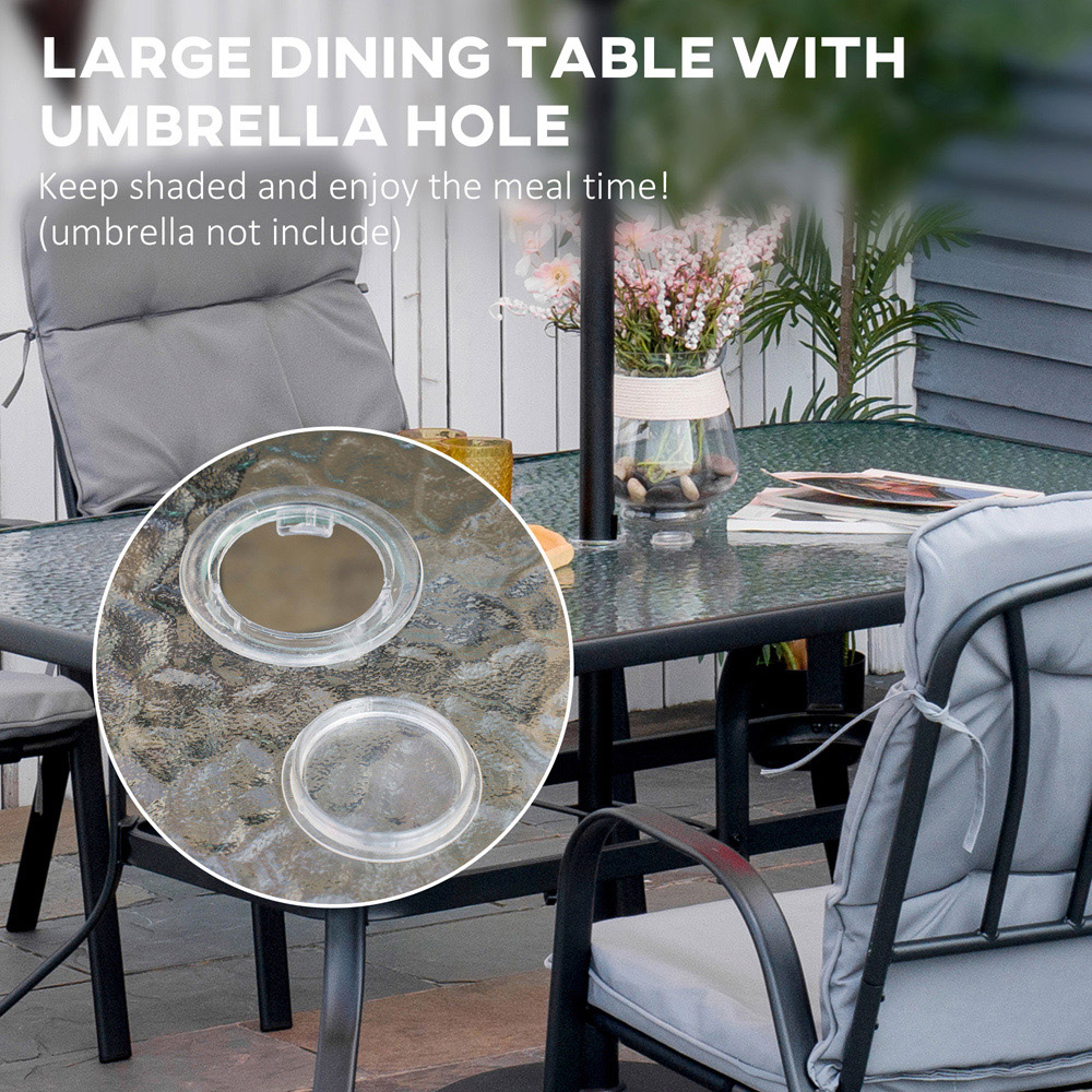 Outsunny 6 Seater Black and Grey Garden Dining Set Image 4