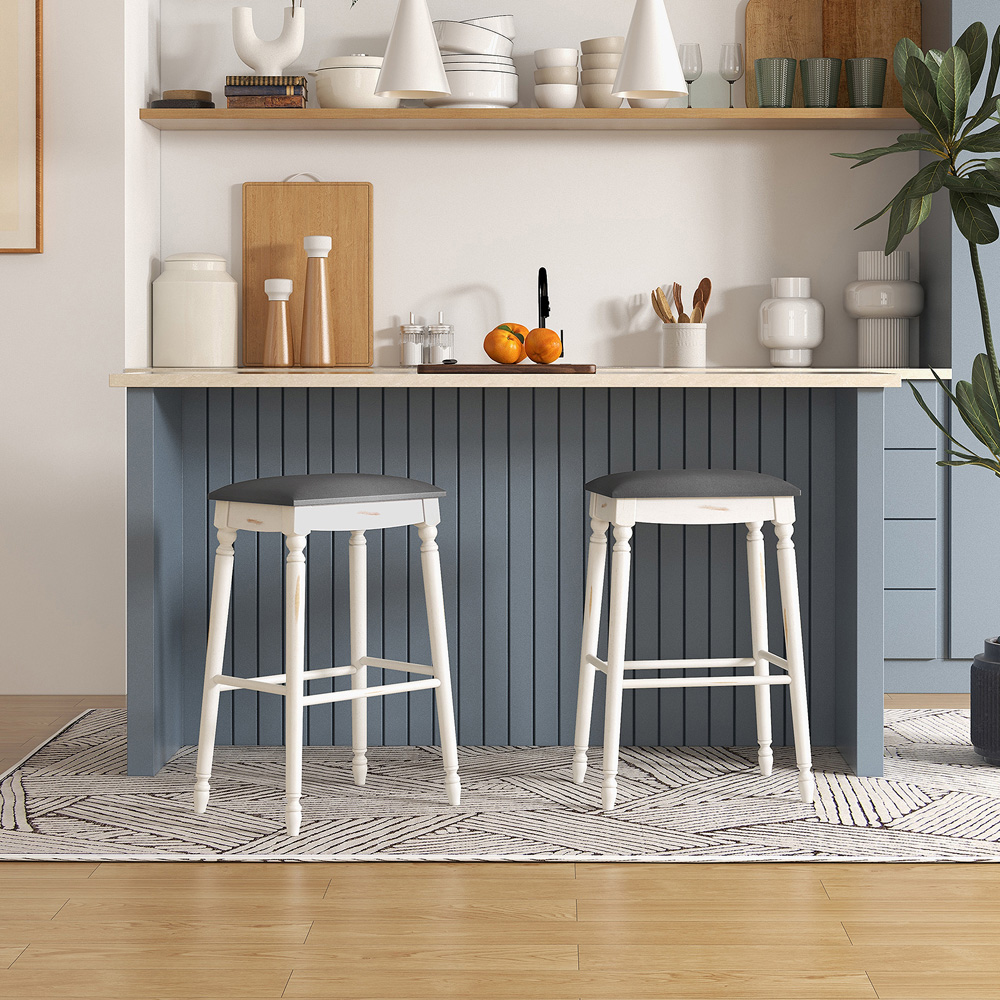 Costway White Bar Stool Set of 2 Image 6