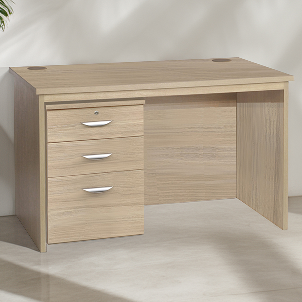 R White Cabinets 3 Drawer Home Office Desk with Hutch Brown Image 1