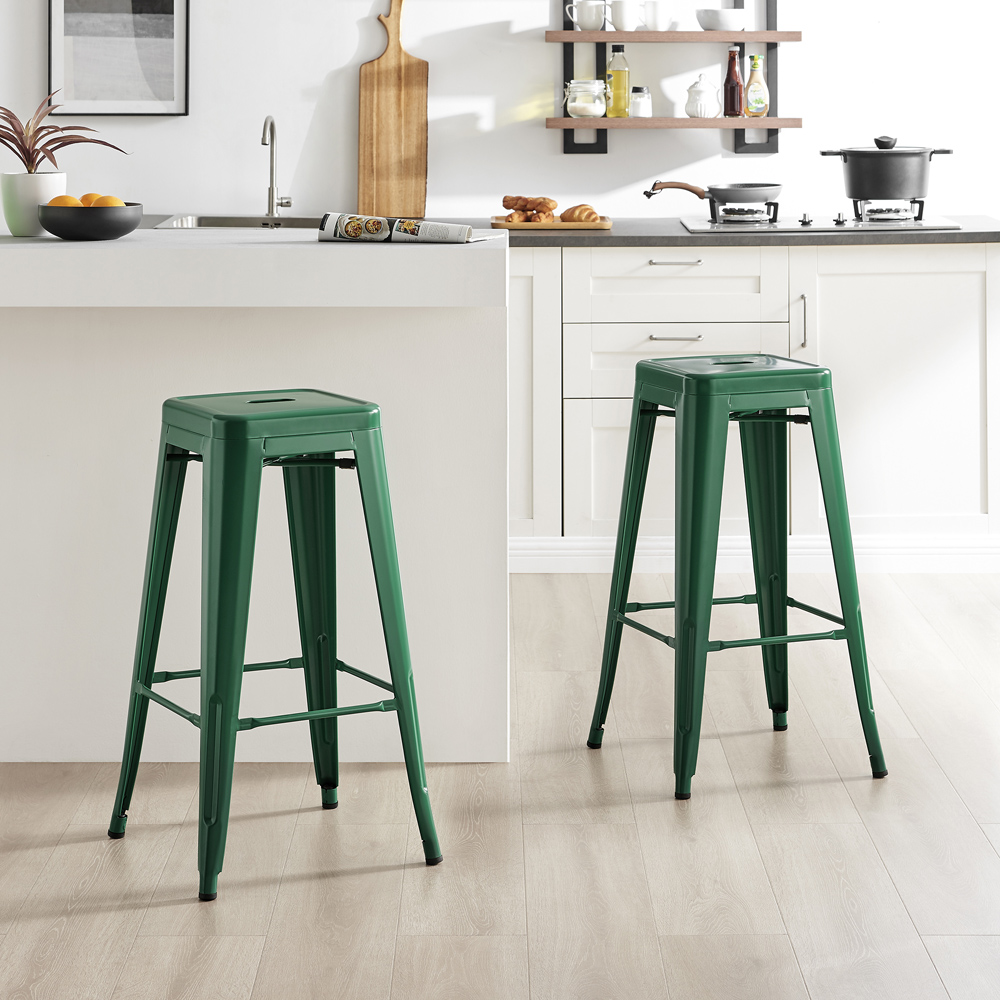 Furniturebox Carter Green Tolix Style Bar Stool Set of 2 Image 2