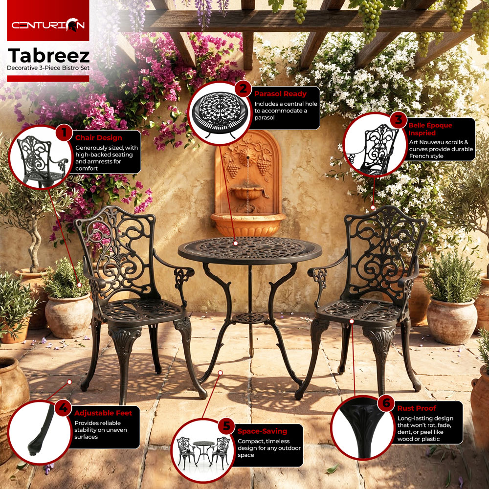 Centurion Supports Tabreez Aluminium 2 Seater Lounge Set Black Image 5