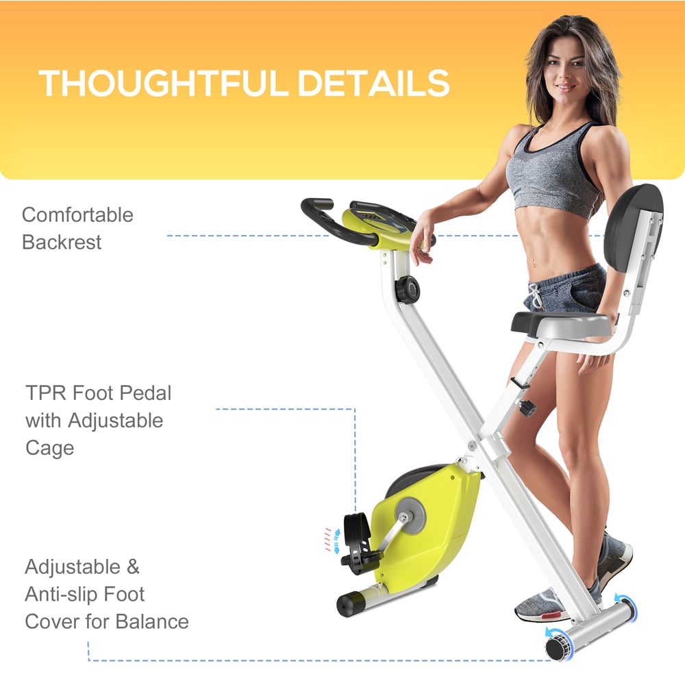 HOMCOM Yellow Magnetic Resistance Folding Exercise Bike Image 5