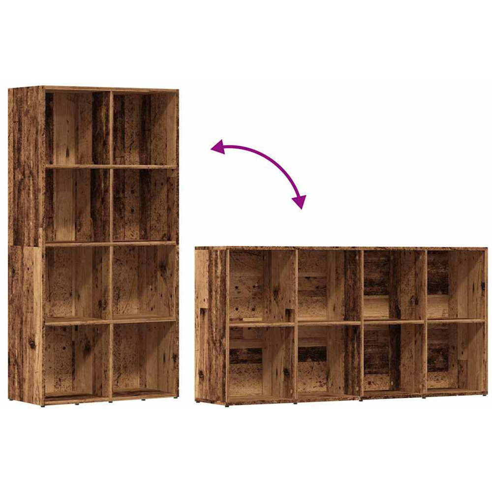vidaXL 8 Shelf Old Wood Bookcase Image 7