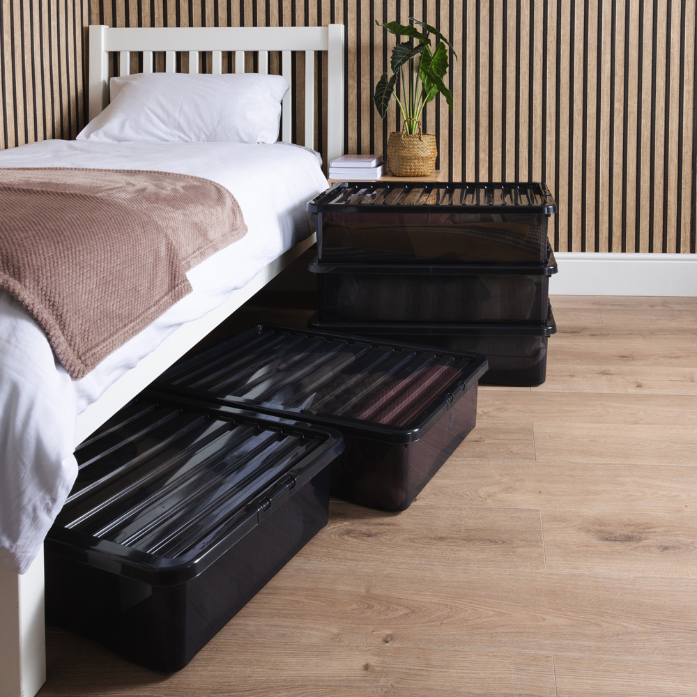 Wham Crystal 46L Smoke Underbed Box with Lid 5 Pack Image 2