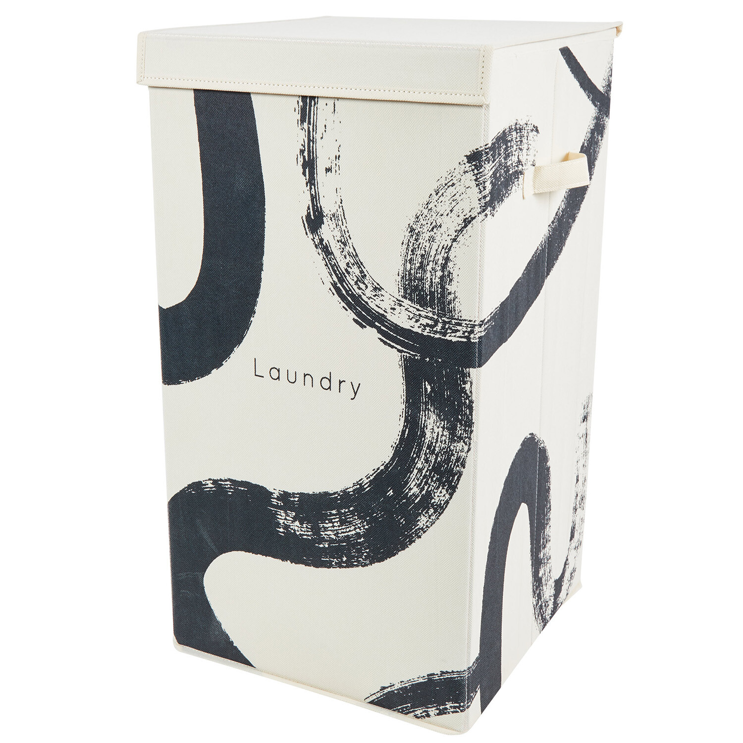 Inkwell Folding Laundry Hamper - White and Black Image 1