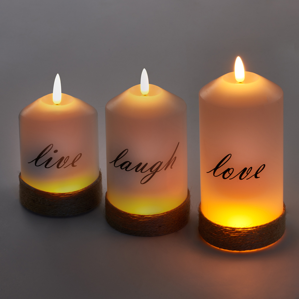 SA Products 3 Piece Live Love Laugh LED Candles Set Image 9