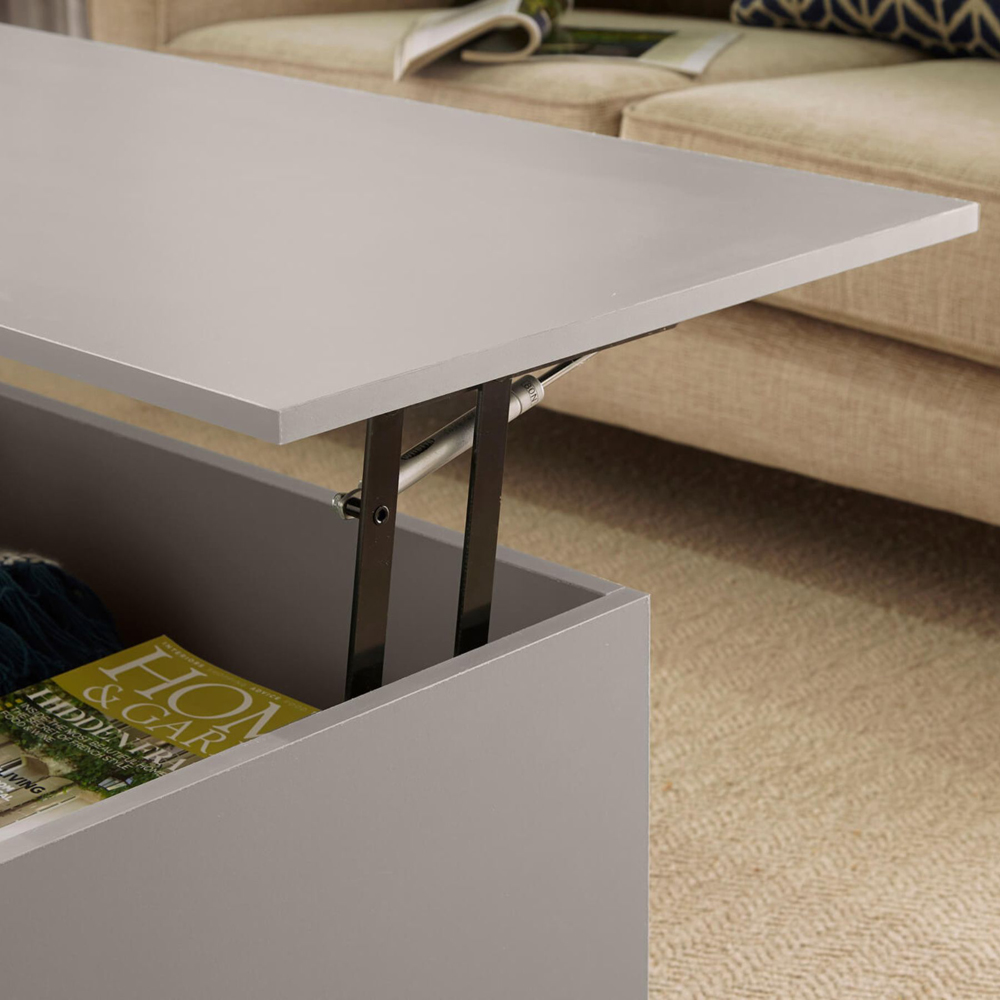 Home Source Bruges 2 Drawer Single Shelf Grey Lift Up Coffee Table Image 4
