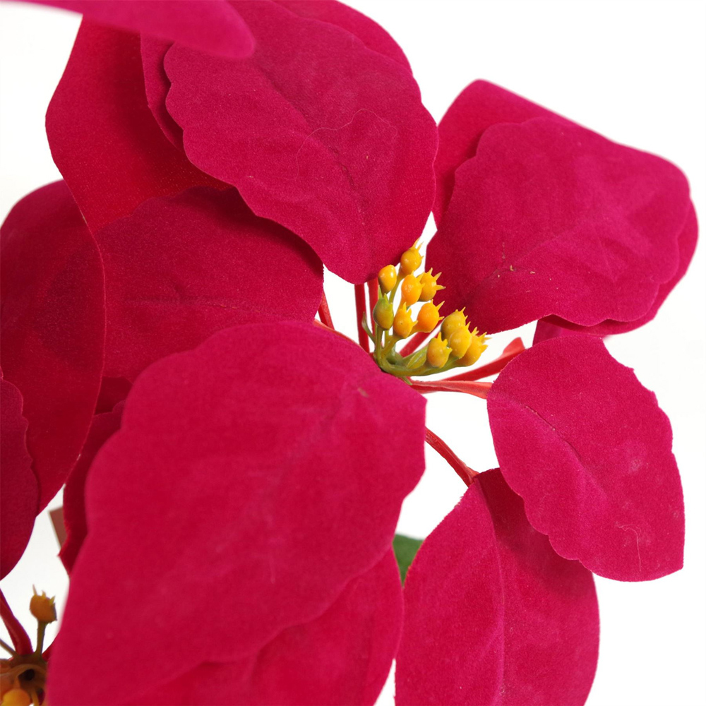 Leaf Christmas Red Poinsettia Artificial Plant in Copper Hammered Metal Planter 40cm Image 4