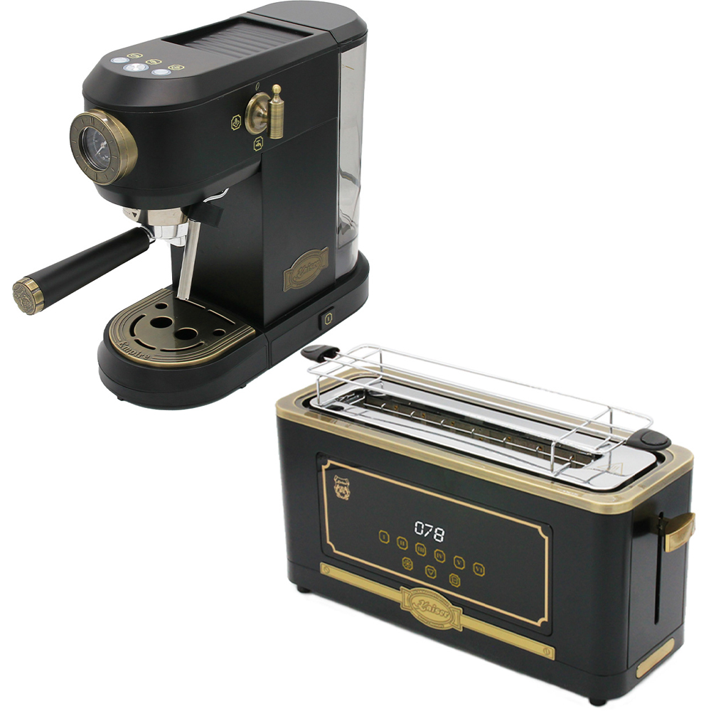 Kaiser Empire Black Espresso Coffee Machine and Toaster Bundle Image 1
