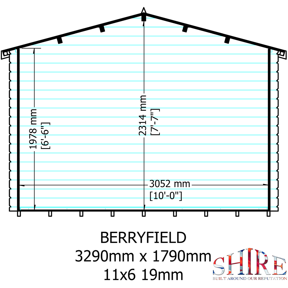 Shire Berryfield 11 x 6ft Apex Garden Log Cabin Image 8