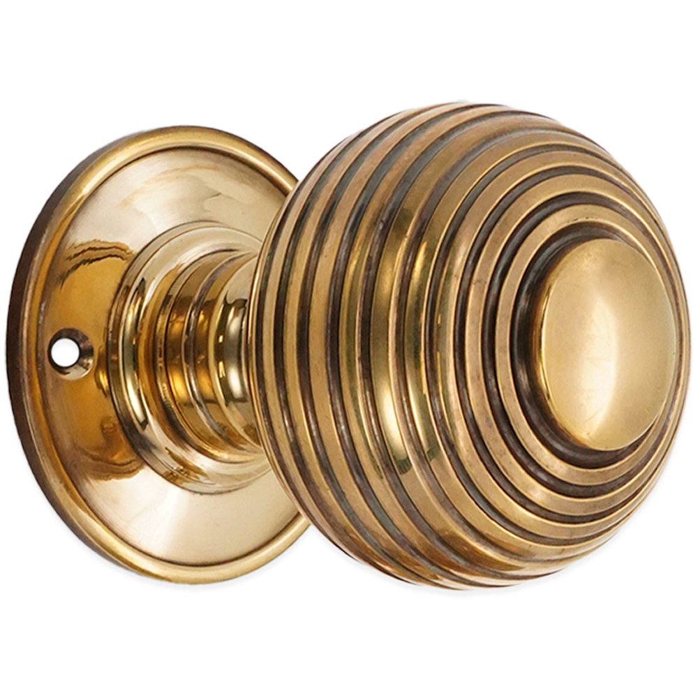Spira Brass Aged Brass Beehive Large 60mm Mortice Door Knob 2 Pack Image 3