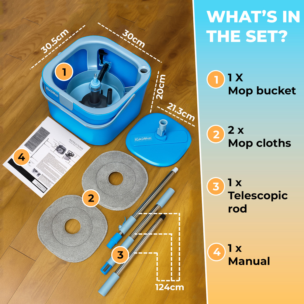 IGAD Mop Professional Mop Set with Dual Chamber Bucket Image 9