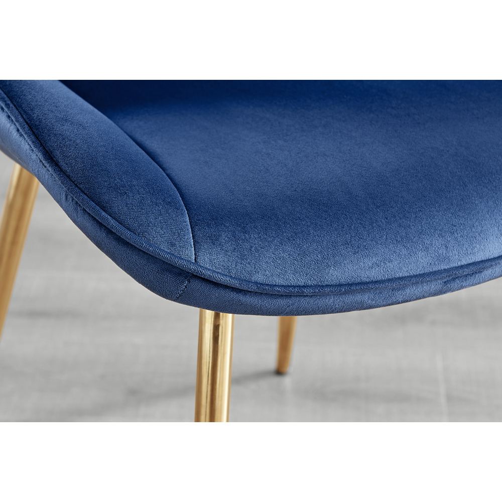 Furniturebox Cesano Set of 2 Navy Blue and Gold Velvet Dining Chair Image 8