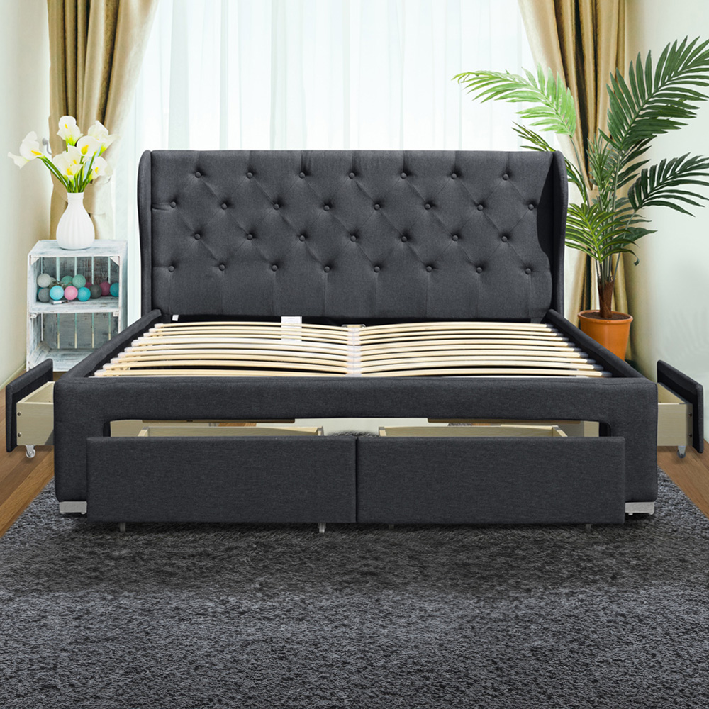Brooklyn Grey Linen 4 Piece Bedroom Furniture Set Image 2