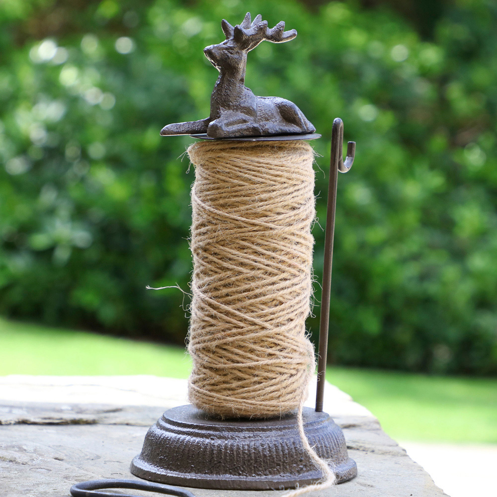 Dibor Brown Cast Iron Stag Garden String Twine Dispenser with Scissors Image 4