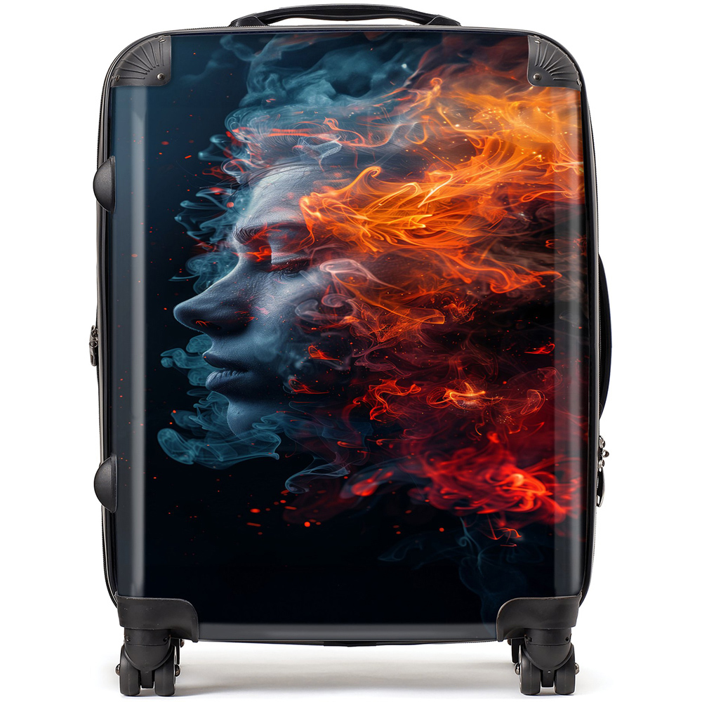 Warren Reed Designer Large Fiery Mindscape Portrait In Flames Suitcase Image 1
