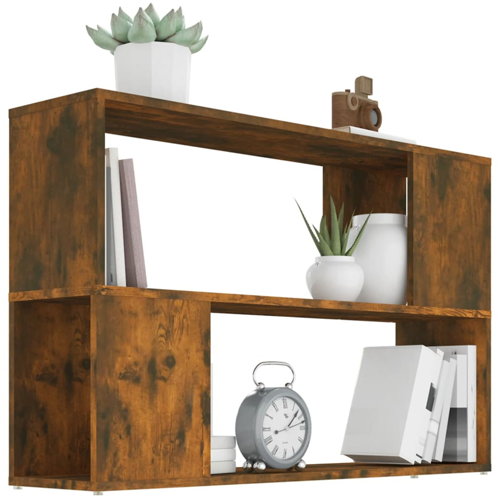 vidaXL 2 Shelf Smoked Oak Bookcase Image 4