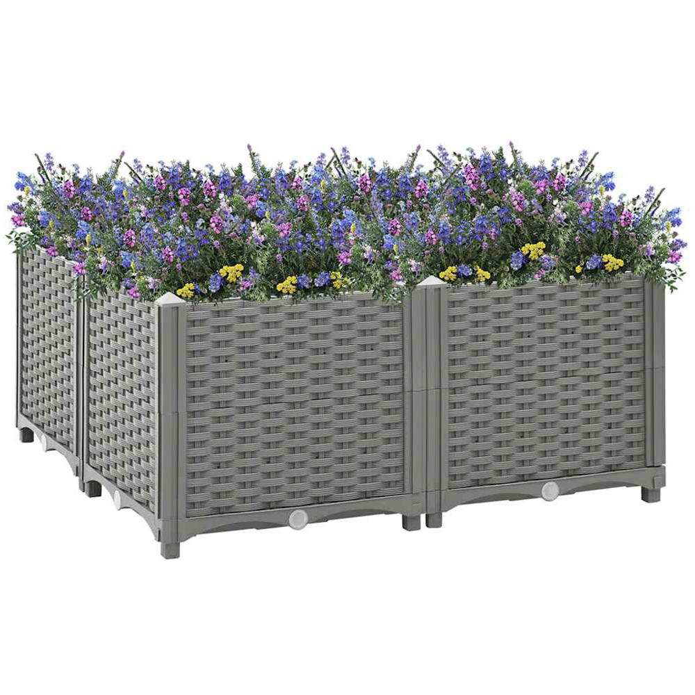vidaXL Grey Polypropylene Small Square Raised Garden Bed 80 x 80 x 38cm Image 2