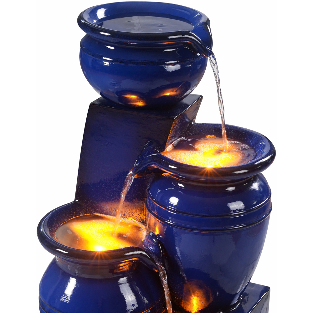 Teamson Home 4-TierLED Solar Powered Navy Cascading Bowl Fountain Image 5