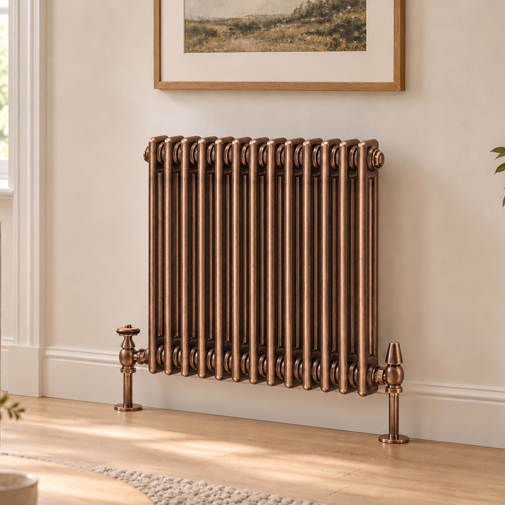 Go Bathrooms Traditional 1996 BTU 2 Column Antique Copper Radiator 600 x 605mm Image 2