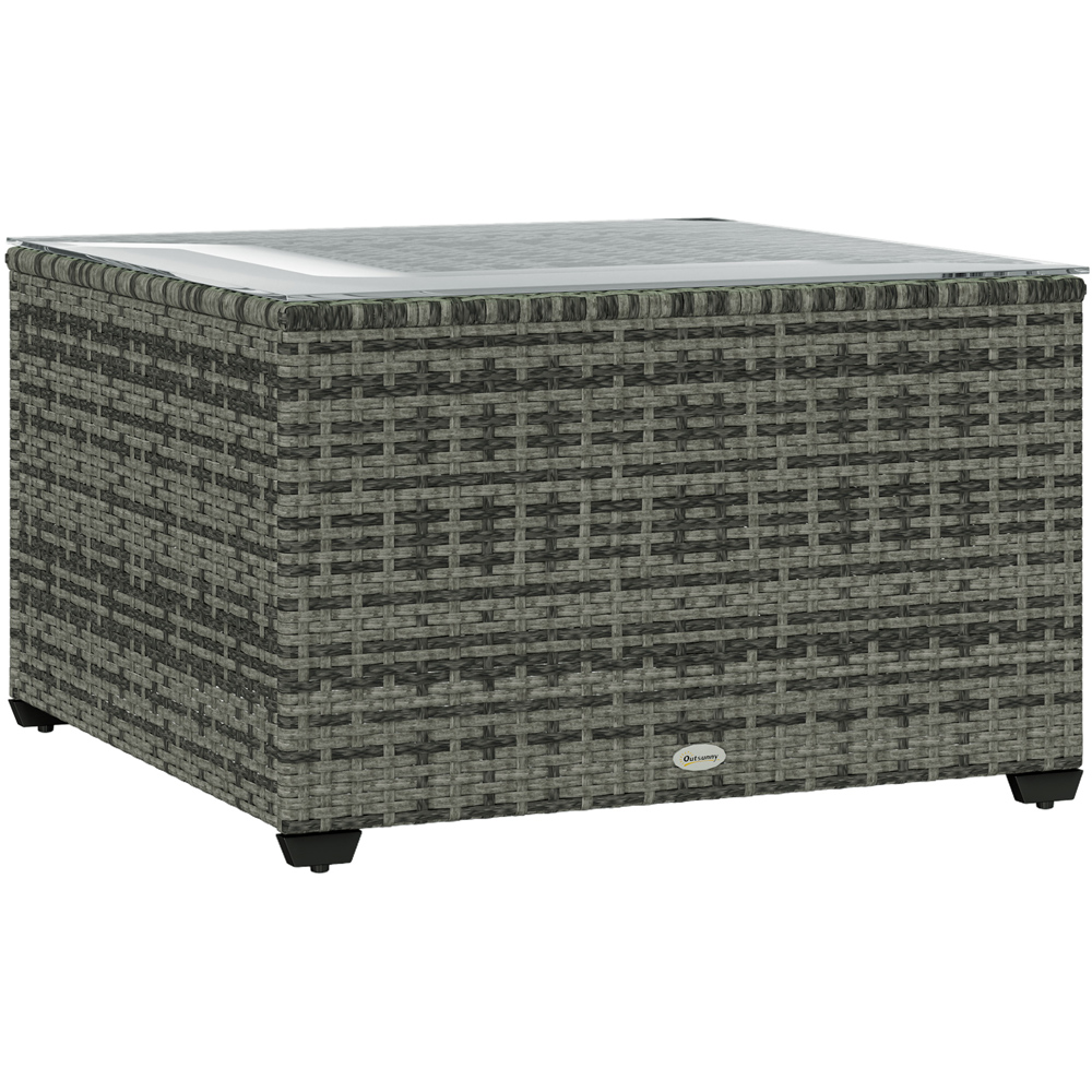 Outsunny Light Grey Rattan Outdoor Coffee Table Image 2
