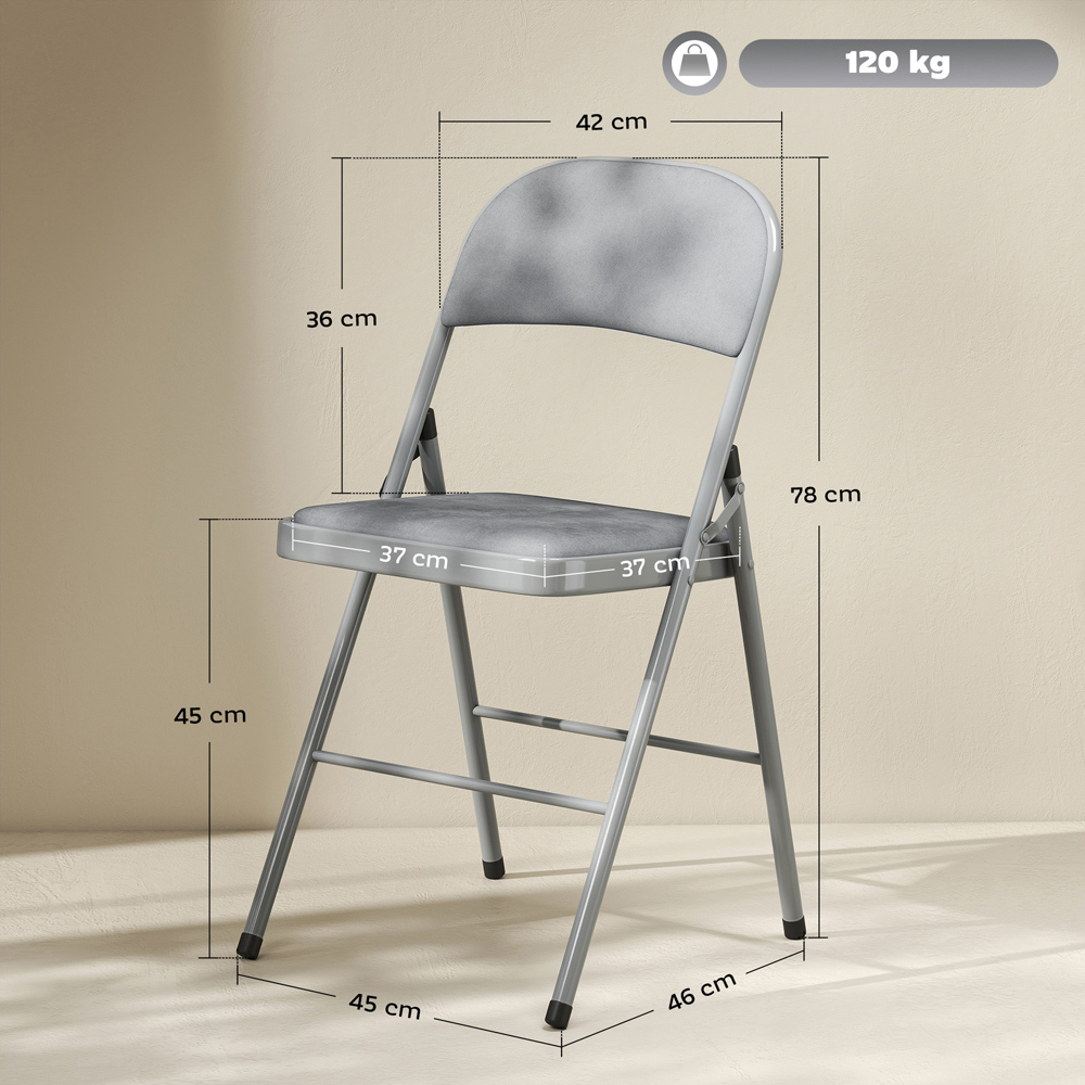 Portland Set of 4 Light Grey Foldable Chair with Cushions Image 9