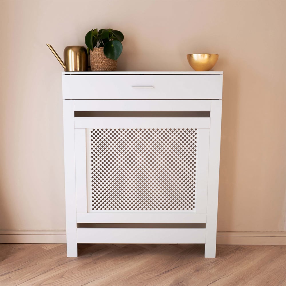 Portland Single Drawer White Radiator Cover Small Image 9