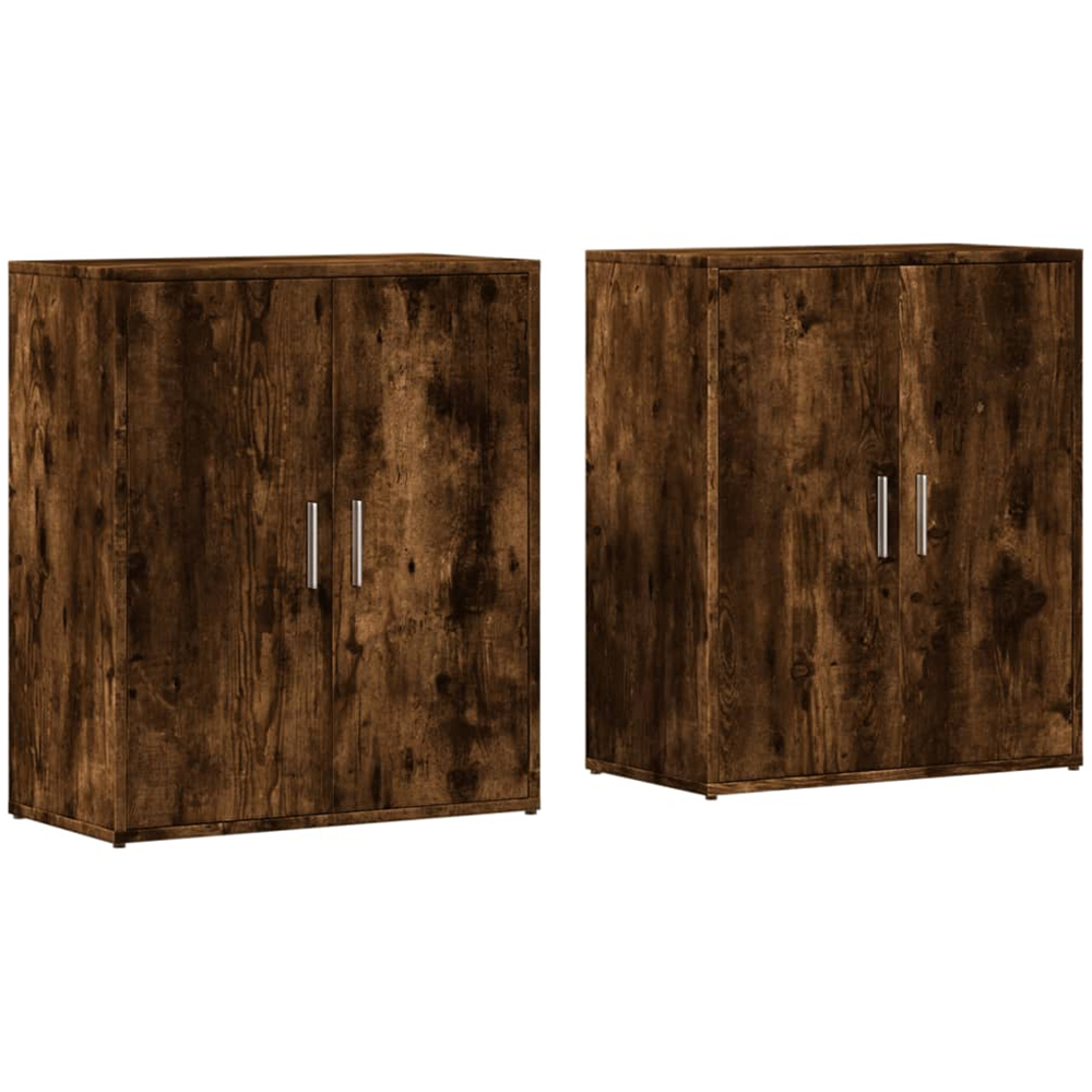 vidaXL 2 Door Smoked Oak Sideboard Set of 2 Image 2