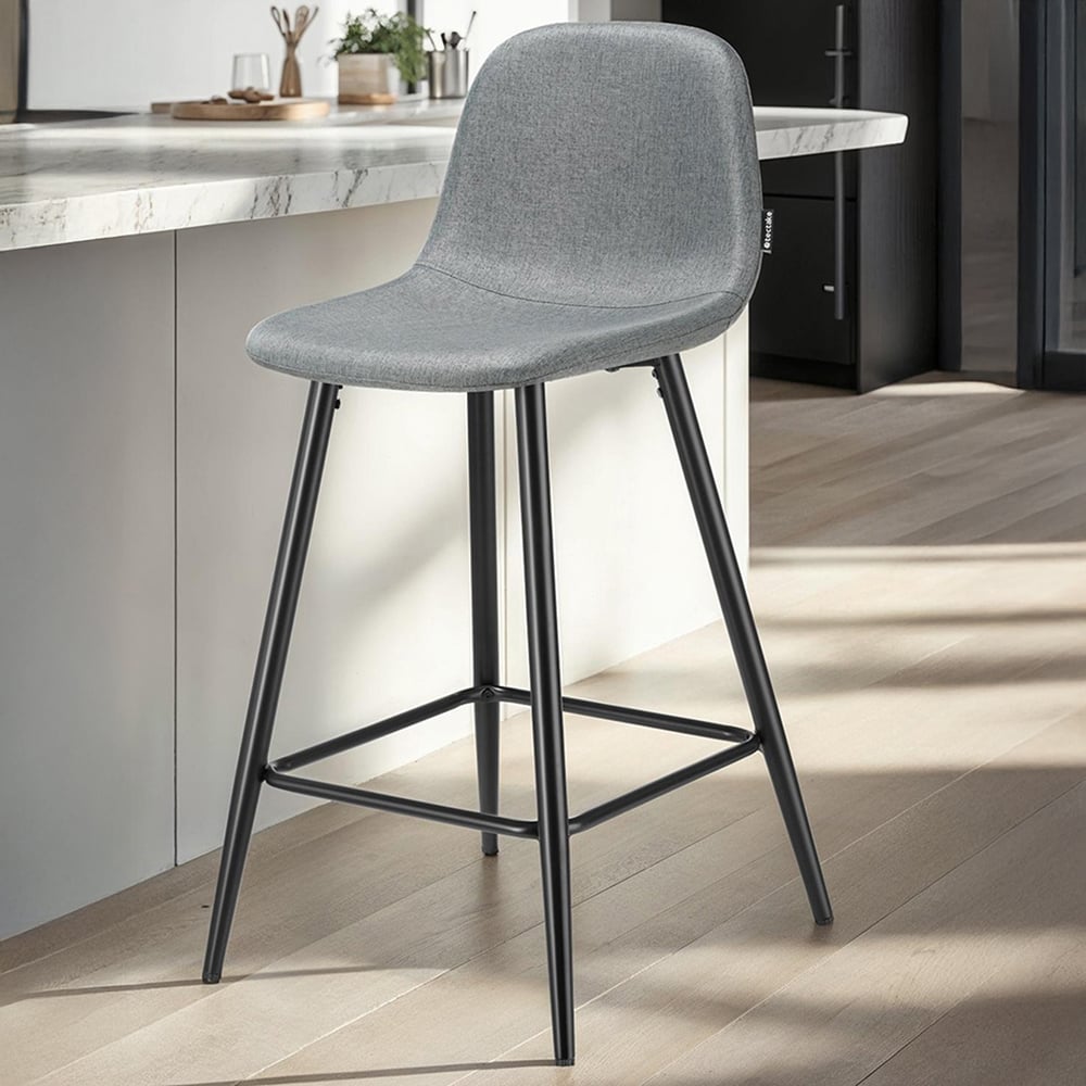 tectake Willow Woven Cover Bar Stool with Backrest Set of 6 Image 1
