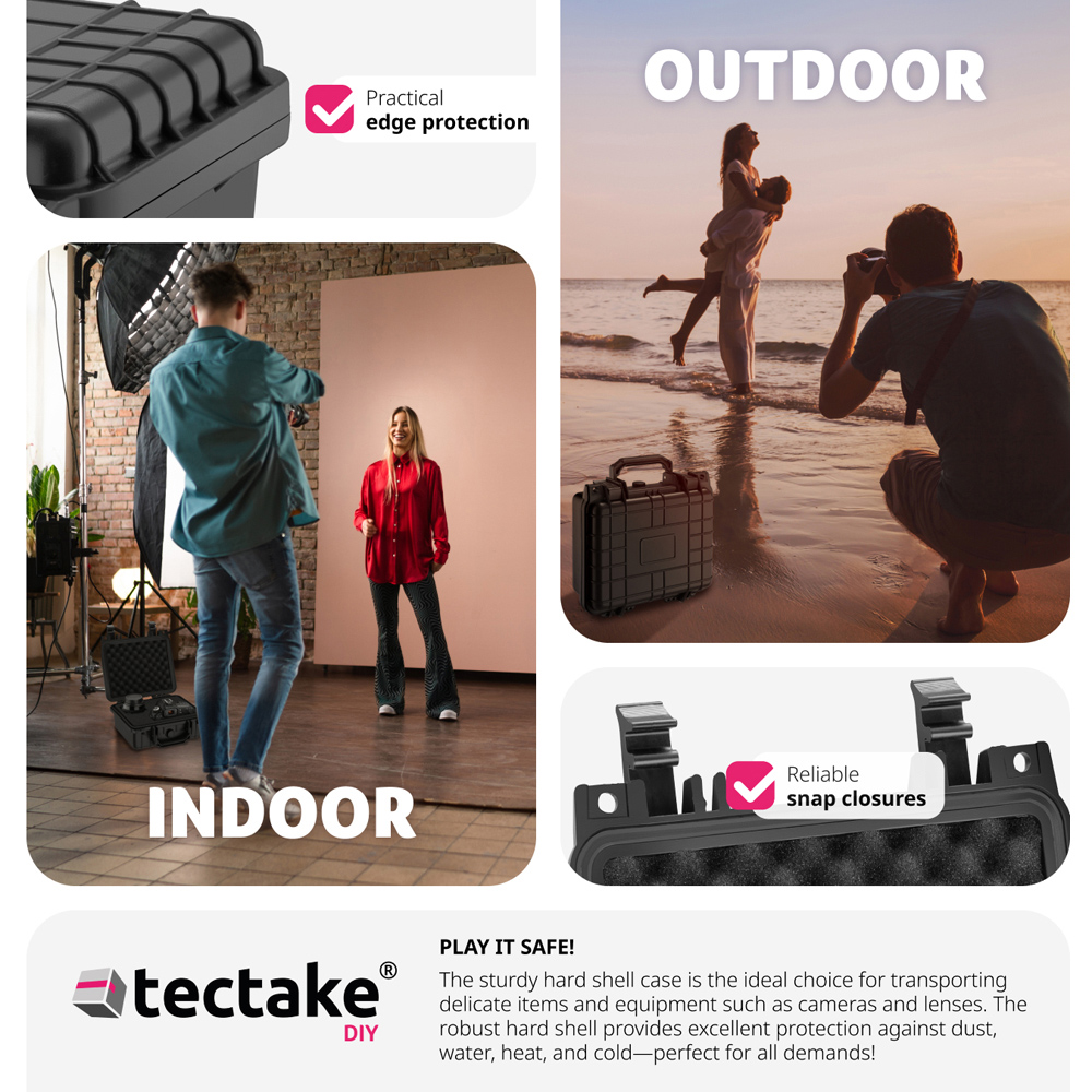 Tectake Small Black Hard Shell Waterproof Camera Case Image 6