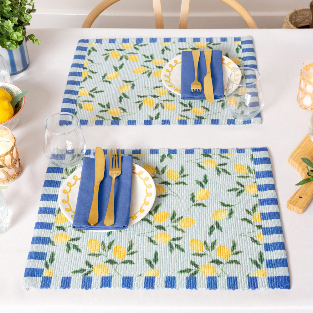 furn. 4 Pack Lemons Blue Placemat 46 x 36cm Image 5