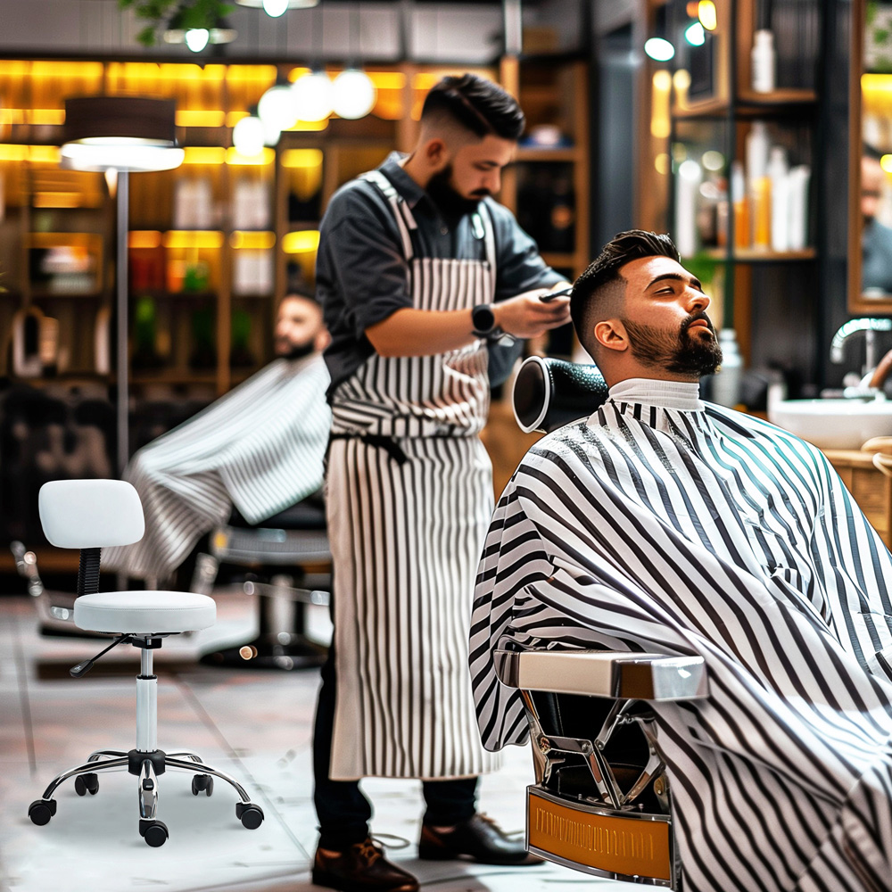 Portland White Faux Leather Swivel Salon Chair Image 3