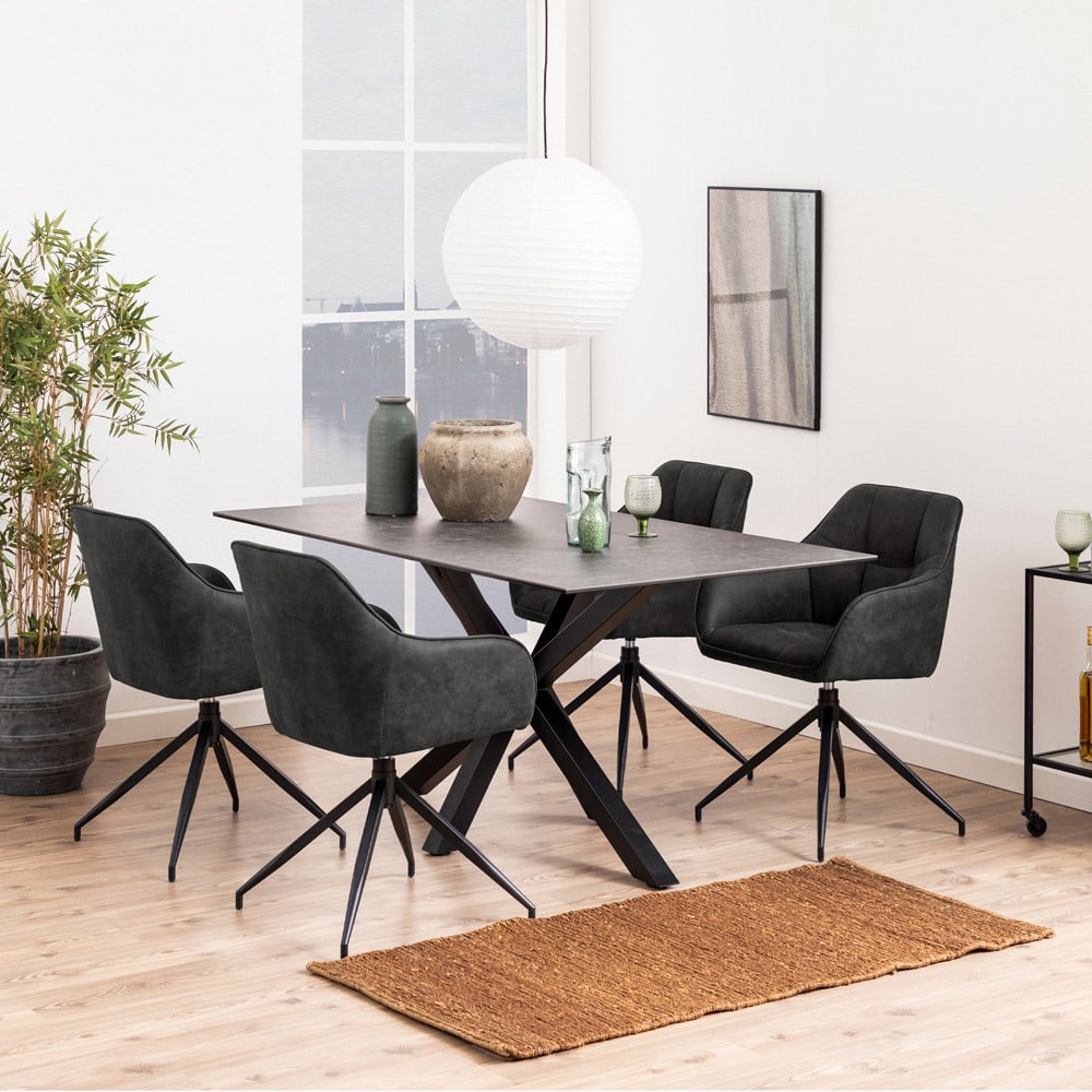 Florence Heaven 6 Seater Ceramic Dining Table Black Image 8