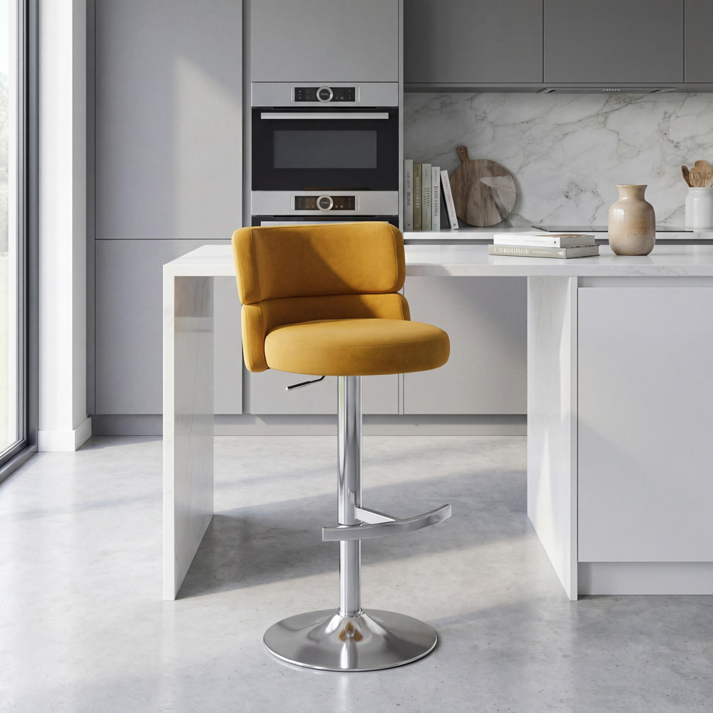 Portland Luna Mustard Adjustable Swivel Bar Stool Image 9