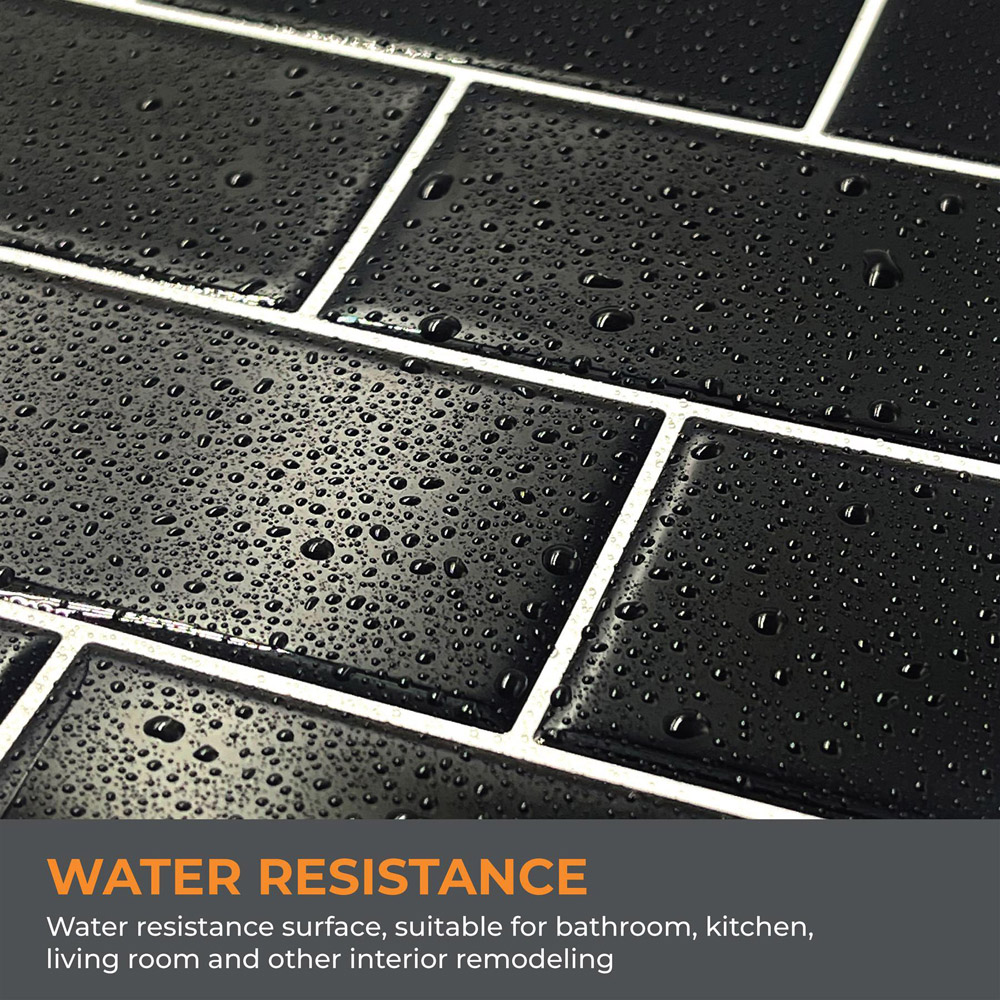 Walplus London Metro Classic Bric Pure Black 3D Peel and Stick Backsplash Tile Sticker 6 Pack Image 5