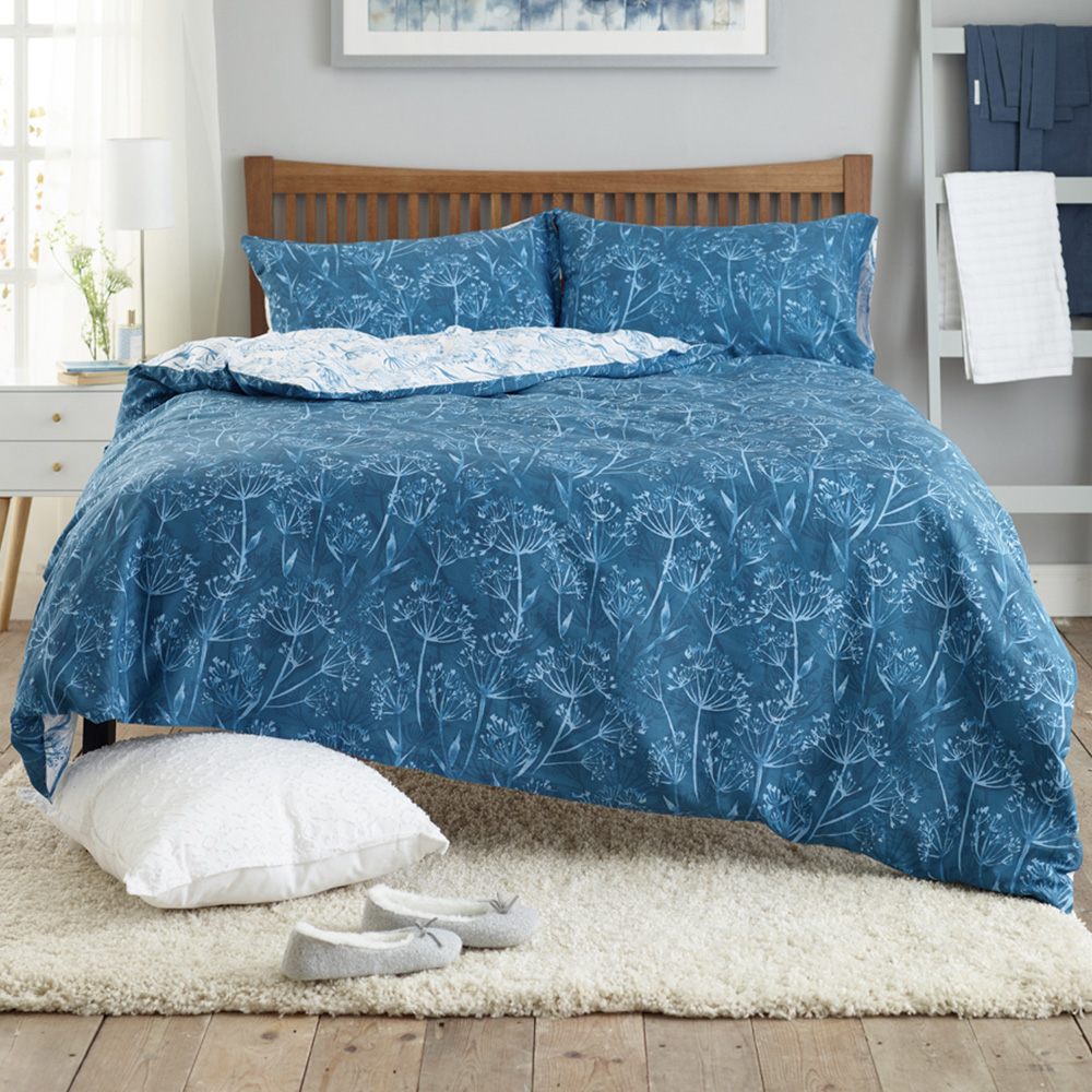 Deyongs Cow Parsley Double Blue Reversible Duvet Set Image 1