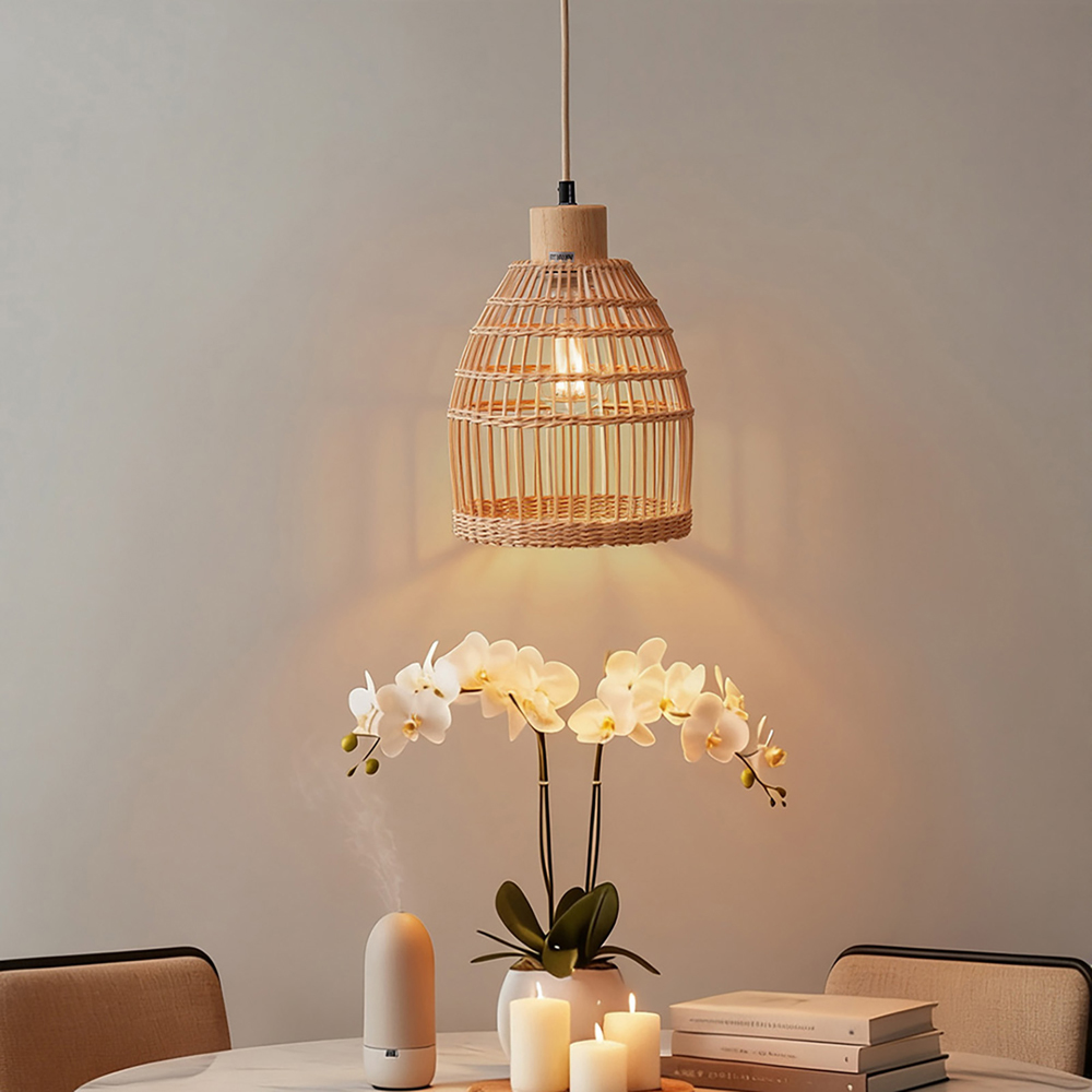 Living and Home Natural Bamboo E27 Pendant Light Image 7