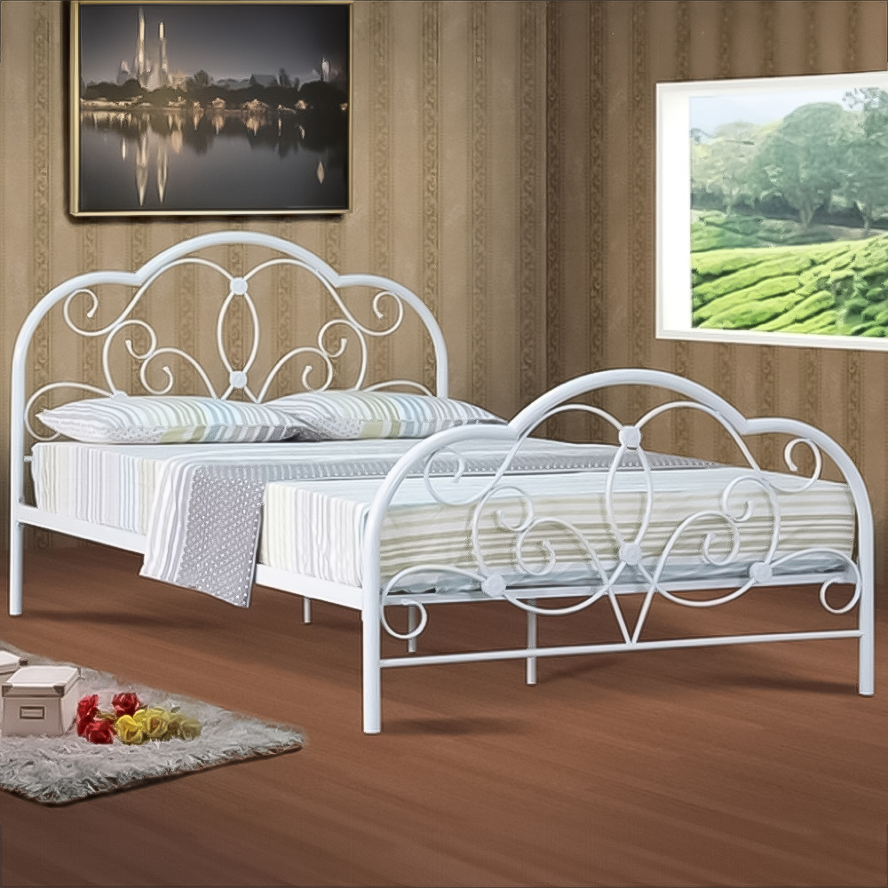 Brooklyn Small Double French White Metal Bed Frame Image 1