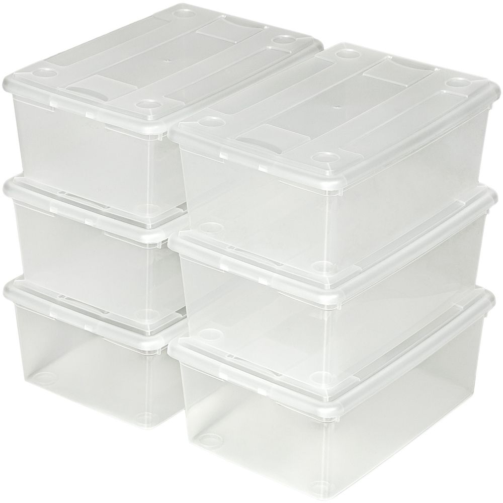 tectake Clear Storage Box with Lid 6 Pack Image 1